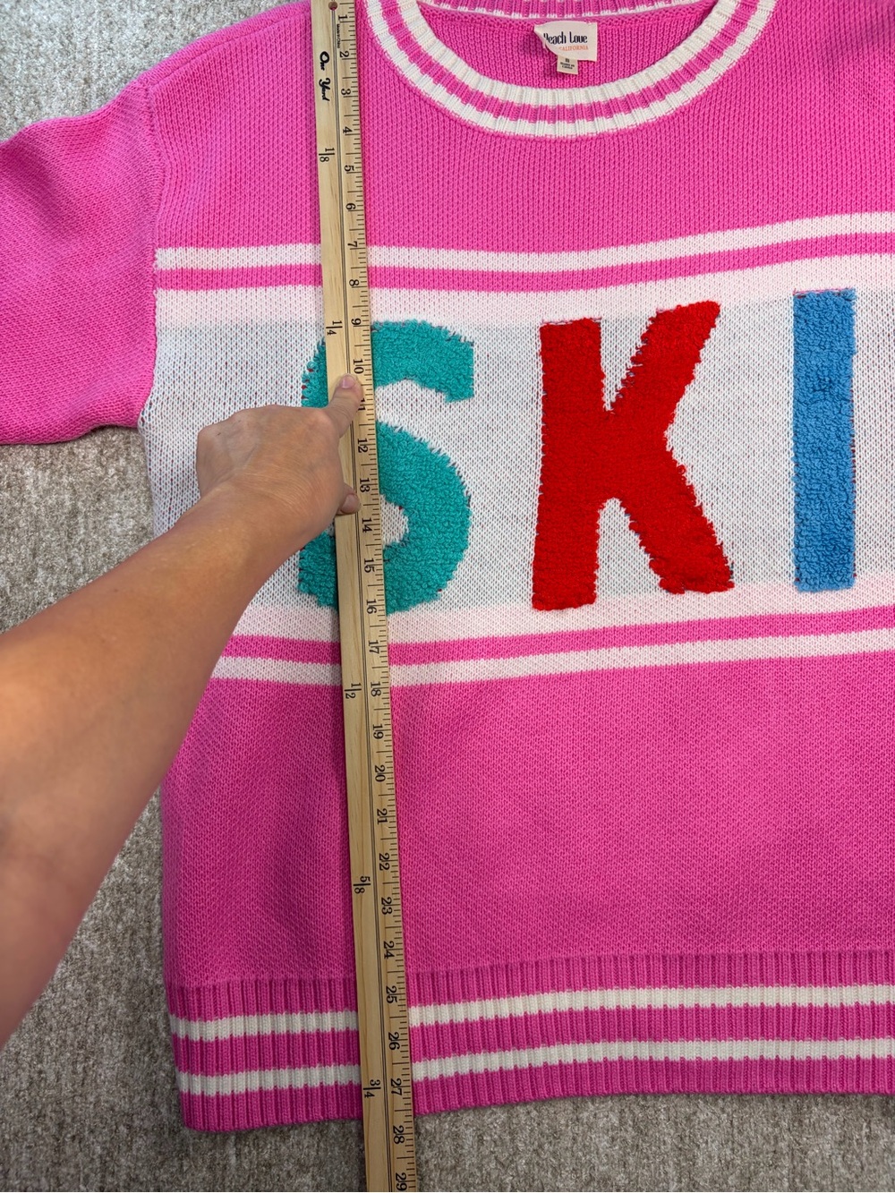 Peach Love California Pink Crewneck Sweater with SKI Graphic - Picture 5 of 7